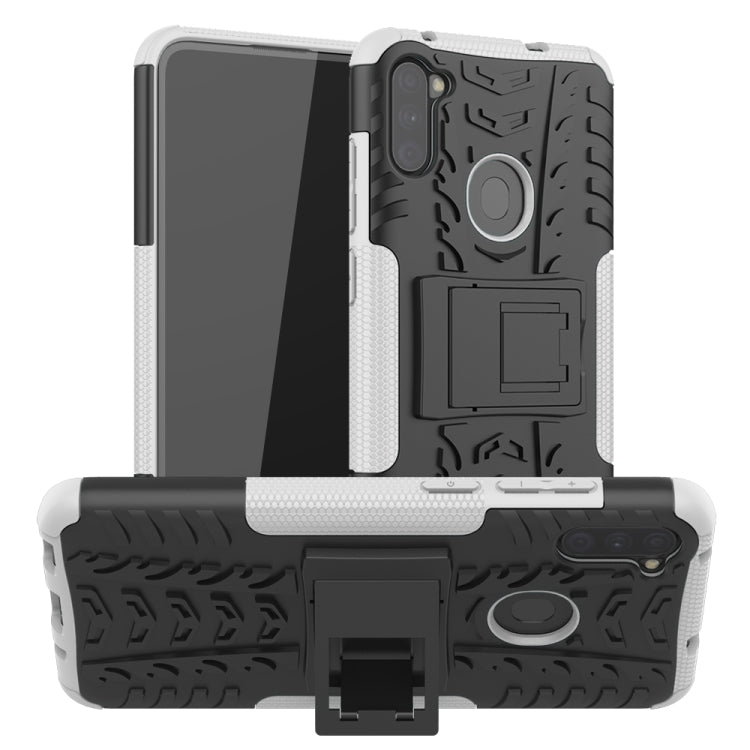 Tire Texture Shockproof TPU+PC Protective Case，with Holder, For Samsung Galaxy A31, For Samsung Galaxy M11, For Xiaomi Mi 10 Lite 5G