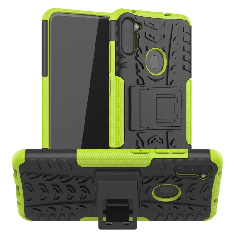 Tire Texture Shockproof TPU+PC Protective Case，with Holder, For Samsung Galaxy A31, For Samsung Galaxy M11, For Xiaomi Mi 10 Lite 5G