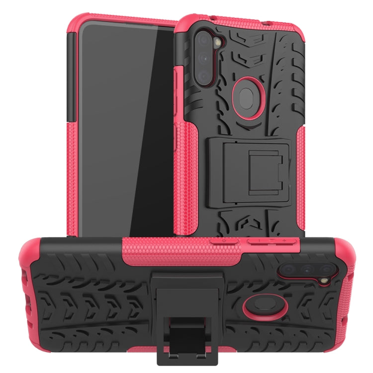 Tire Texture Shockproof TPU+PC Protective Case，with Holder, For Samsung Galaxy A31, For Samsung Galaxy M11, For Xiaomi Mi 10 Lite 5G