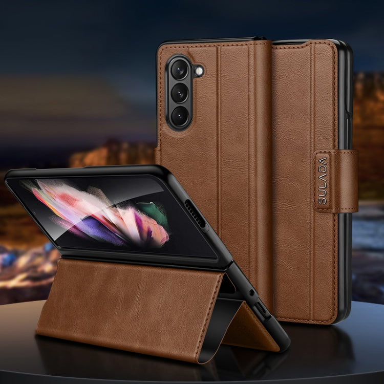 SULADA All-inclusive Magnetic Snap Flip Leather Phone Case, For Samsung Ga6axy Z Fold6, For Samsung Galaxy Z Fold5, For Samsung Galaxy Z Fold4 / W23, For Samsung Galaxy Z Fold3 / W22