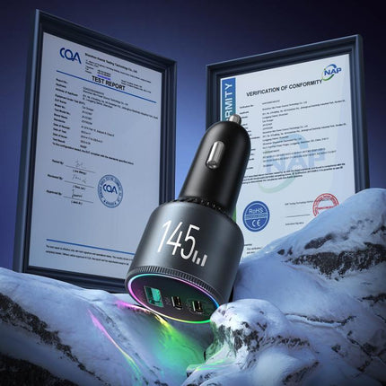 JOYROOM JR-CCN07 145W Dual PD+QC3.0 3-Port Car Charger, JR-CCN07
