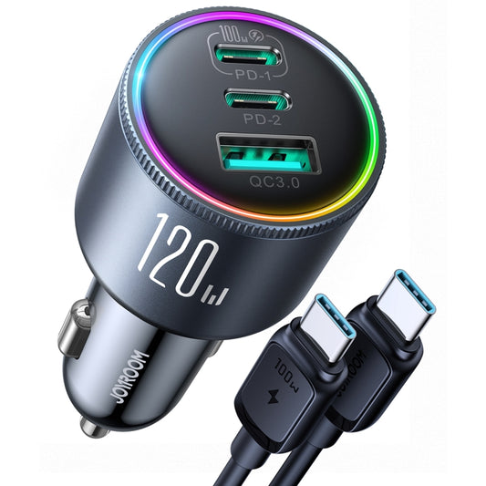 JOYROOM JR-CCN07 120W Dual PD+QC3.0 3-Port Car Charger, JR-CCN07