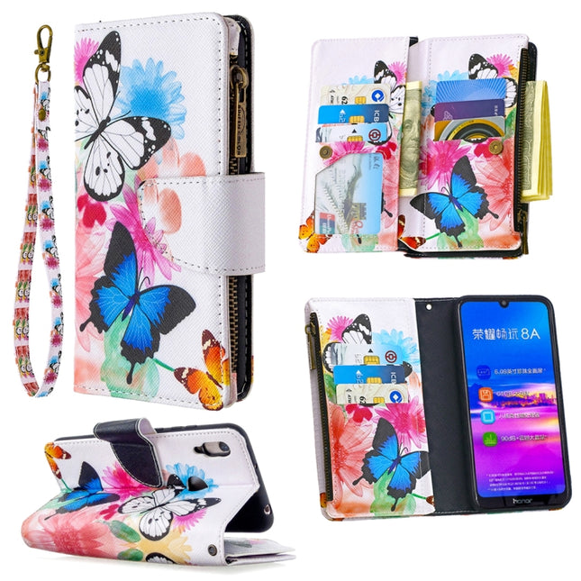 Colored Drawing Pattern Zipper Horizontal Flip Leather Case with Holder & Card Slots & Wallet, For Huawei Y6 (2019), For Huawei Y7 (2019), For Huawei Honor 9A