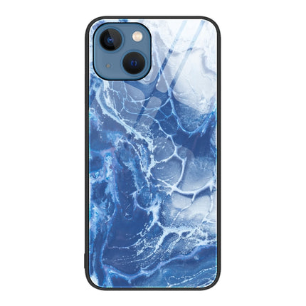 Marble Pattern Glass Protective Phone Case, For iPhone 15 Plus, For iPhone 15