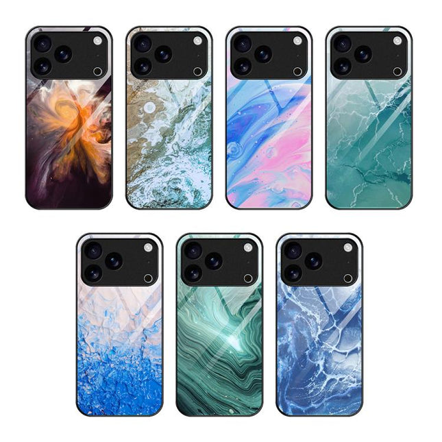 Marble Pattern Glass Protective Phone Case, For iPhone 17 Pro Max, For iPhone 17 Pro, For iPhone 17