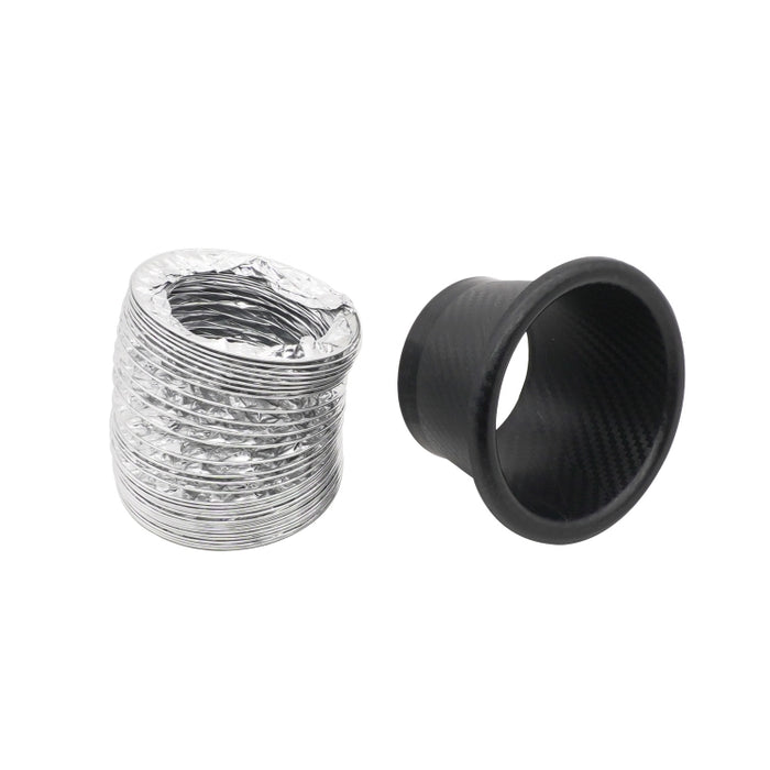 XH-UN099 Carbon Fiber Car Front Bumper Turbo Air Intake Inlet Pipe Air Funnel Kit, Round, Square