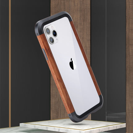 R-JUST Metal + Wood Frame Protective Case, For iPhone 11, For iPhone 11 Pro, For iPhone 11 Pro Max, For iPhone X / XS, For iPhone XS Max, For iPhone XR