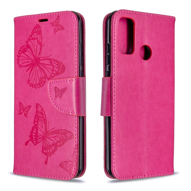 Two Butterflies Embossing Pattern Horizontal Flip Leather Case with Holder & Card Slot & Wallet & Lanyard, For Huawei P Smart (2020), For Huawei Y5P / Honor 9S, For Huawei Y6P, For Huawei Honor 9A