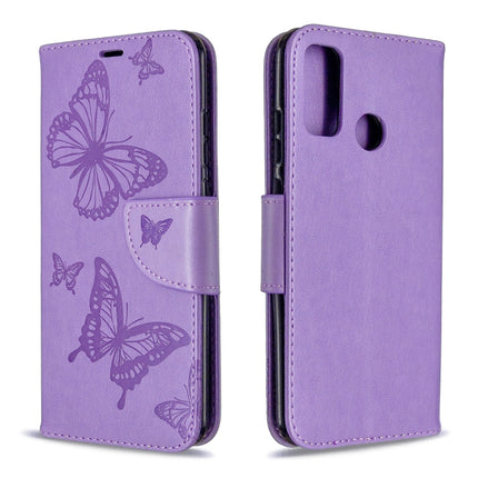 Two Butterflies Embossing Pattern Horizontal Flip Leather Case with Holder & Card Slot & Wallet & Lanyard, For Huawei P Smart (2020), For Huawei Y5P / Honor 9S, For Huawei Y6P, For Huawei Honor 9A