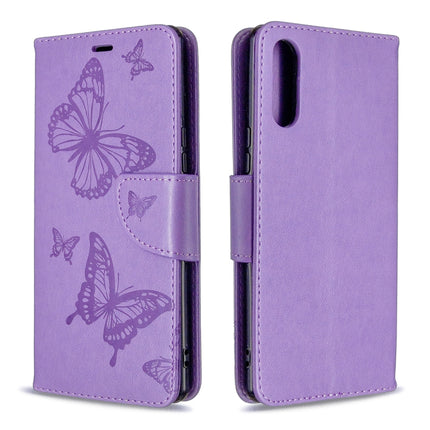 Two Butterflies Embossing Pattern Horizontal Flip Leather Case with Holder & Card Slot & Wallet & Lanyard, For LG K51, For Sony Xperia L4
