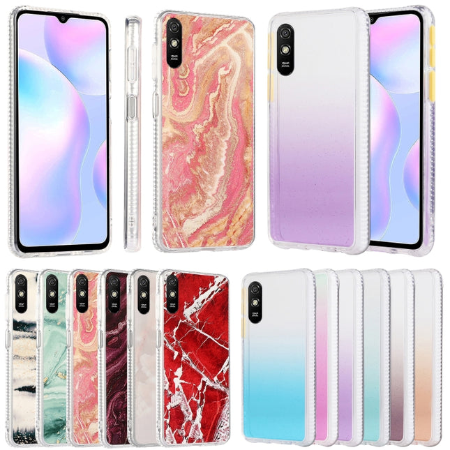 2pcs Gradient Marble Phone Case, For Xiaomi Redmi 9A, For Xiaomi Redmi 9C, For Xiaomi Redmi 9, For Xiaomi Redmi Note 9, For Xiaomi Redmi Note 9S