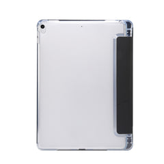 3-folding Electric Pressed Skin Texture Horizontal Flip Shockproof Transparent TPU + PU Leather Case with Holder & Pen Slot & Sleep / Wake-up Function