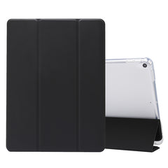 3-folding Electric Pressed Skin Texture Horizontal Flip Shockproof Transparent TPU + PU Leather Case with Holder & Pen Slot & Sleep / Wake-up Function
