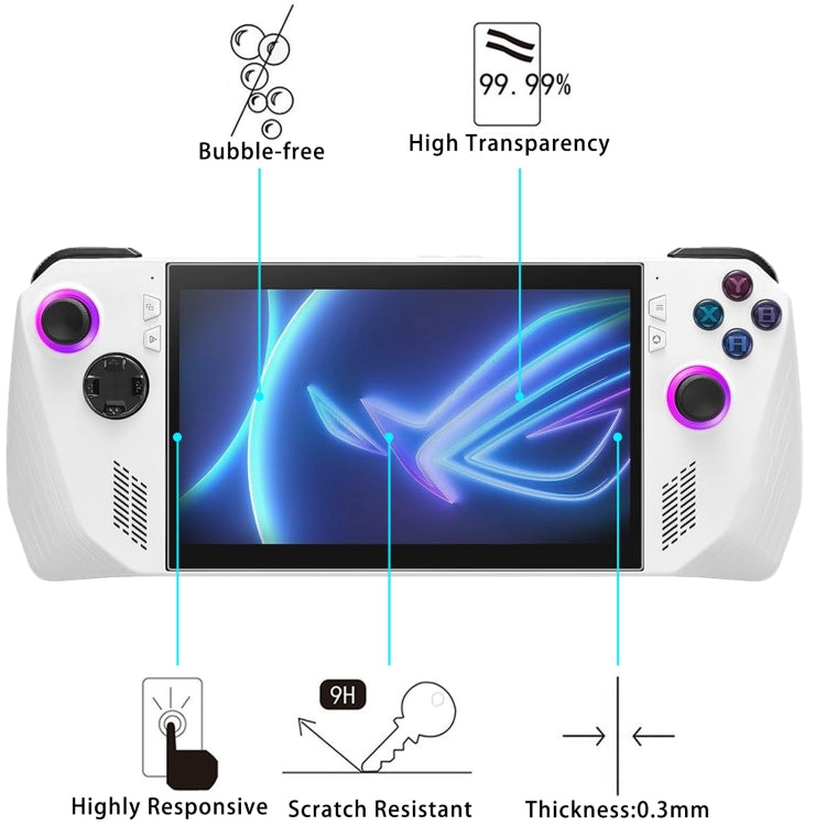 25pcs 9H 0.3mm Explosion-proof Tempered Glass Film, For ASUS Rog Ally X 7.0, For ASUS ROG Ally