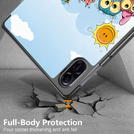 Coloured Drawing 3-Fold Holder Leather Tablet Case, For Honor Pad X9 / X8 Pro 11.5