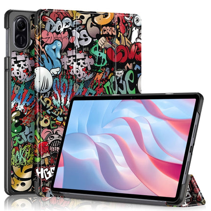 Coloured Drawing 3-Fold Holder Leather Tablet Case, For Honor Pad X9 / X8 Pro 11.5