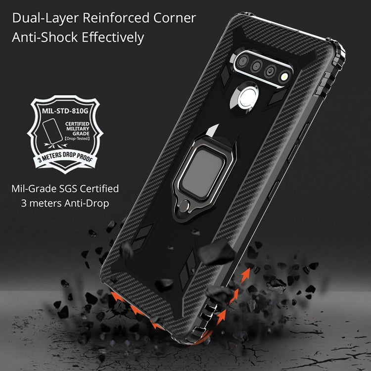 Carbon Fiber Protective Case with 360 Degree Rotating Ring Holder, For LG K51 / Q51, For LG Stylo 6, For Motorola Moto G Stylus, For Google Pixel 4a, For Xiaomi Redmi 10X / Note 9, For Xiaomi Redmi 9