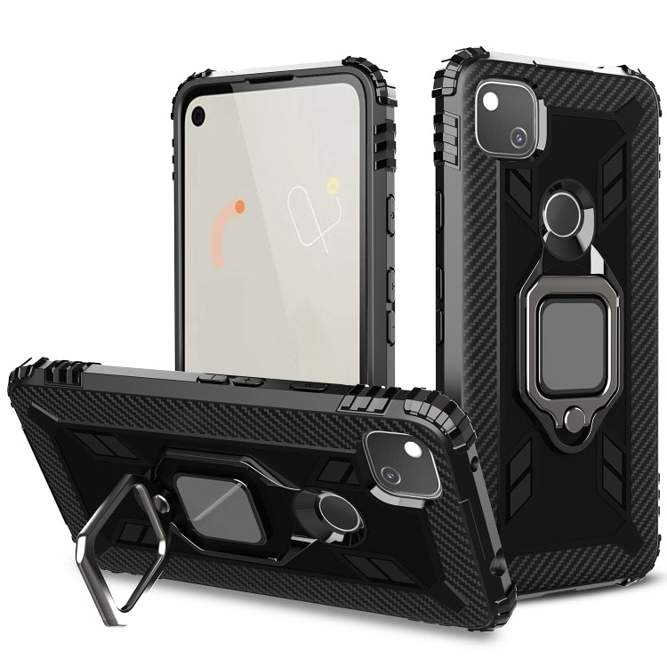 Carbon Fiber Protective Case with 360 Degree Rotating Ring Holder, For LG K51 / Q51, For LG Stylo 6, For Motorola Moto G Stylus, For Google Pixel 4a, For Xiaomi Redmi 10X / Note 9, For Xiaomi Redmi 9