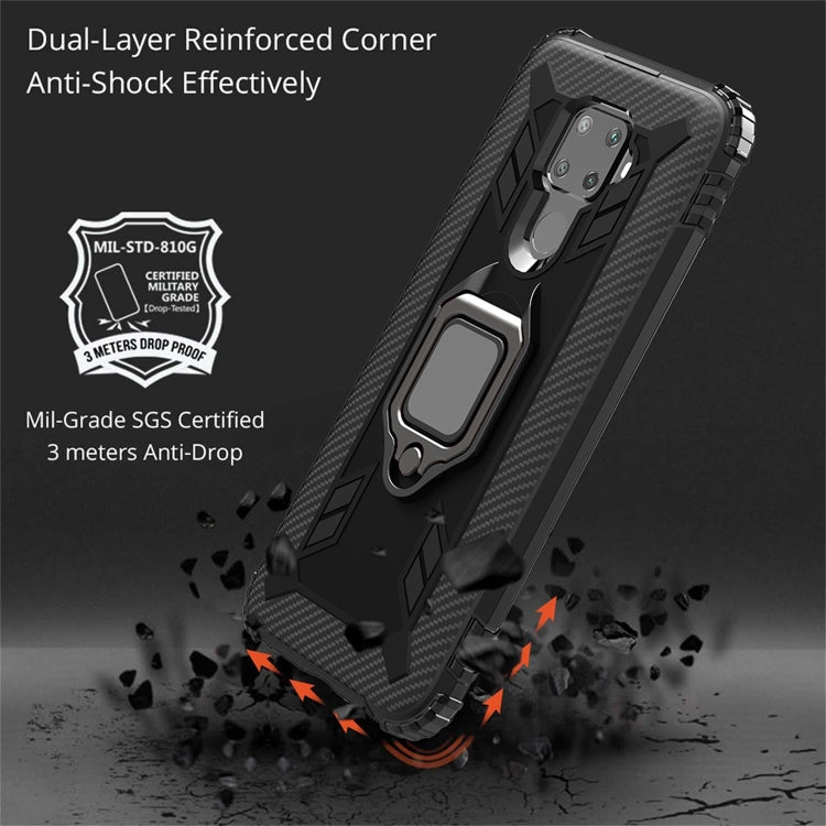 Carbon Fiber Protective Case with 360 Degree Rotating Ring Holder, For Huawei nova 5i Pro / Mate 30 Lite / nova 5z, For Samsung Galaxy A11 (US Version), For Samsung A11 (EU Version), For Samsung Galaxy A21S, For Samsung Galaxy A31, For Samsung Galaxy A41