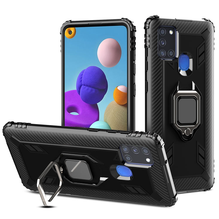 Carbon Fiber Protective Case with 360 Degree Rotating Ring Holder, For Huawei nova 5i Pro / Mate 30 Lite / nova 5z, For Samsung Galaxy A11 (US Version), For Samsung A11 (EU Version), For Samsung Galaxy A21S, For Samsung Galaxy A31, For Samsung Galaxy A41