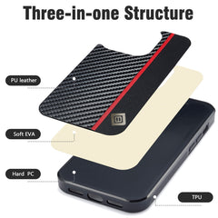 LC.IMEEKE 3 in 1 Carbon Fiber Texture Shockproof Phone Case, For iPhone 16 Pro Max, For iPhone 16 Pro, For iPhone 16 Plus, For iPhone 16, For iPhone 14 Plus, For iPhone 14, For iPhone 14 Pro, For iPhone 7 / 8 / SE 2020 2022, For iPhone 13 Pro����������...