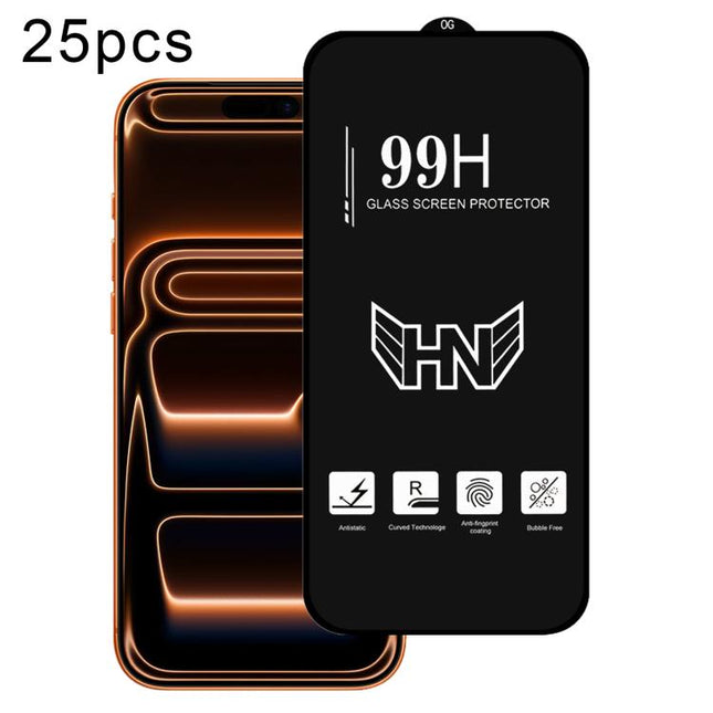 25pcs High Aluminum Large Arc Full Screen Tempered Glass Film, For iPhone 17 Pro Max, For iPhone 17 Pro, For iPhone 17, For iPhone Air, For iPhone 16 Pro Max, For iPhone 16 Pro, For iPhone 16 Plus, For iPhone 16, For iPhone 15 Pro Max, For iPhone 15 Pr...