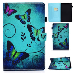 Colored Drawing Stitching Horizontal Flip Leather Case with Holder & Card Slots & Sleep / Wake-up Function, For Amazon Kindle Fire HD8 2017 / 2018, For Amazon Kindle Fire HD10 2019 / 2017