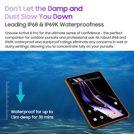 Tableta resistente Blackview Active 8 Pro 4G, 10,36 pulgadas, 8 GB + 256 GB, Android 13 MT6789 Octa Core, compatible con SIM dual, versión global con Google Play, enchufe de la UE, Active 8 Pro