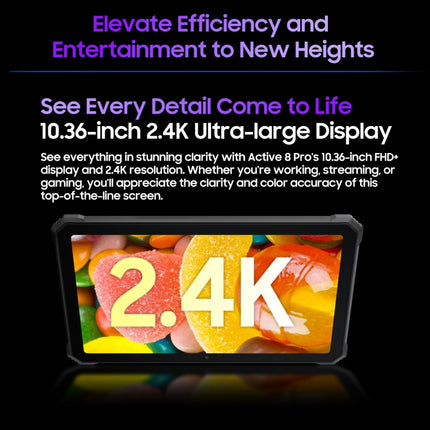 Blackview Active 8 Pro 4G Rugged Tablet, 10.36 inch 8GB+256GB Android 14 MT6789 Octa Core Support Dual SIM, Global Version with Google Play, EU Plug, Active 8 Pro