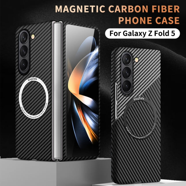 Carbon Fiber Texture MagSafe Magnetic Phone Case, For Samsung Galaxy Z Fold5, For Samsung Galaxy Z Flip5