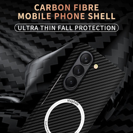 Carbon Fiber Texture MagSafe Magnetic Phone Case, For Samsung Galaxy Z Fold5, For Samsung Galaxy Z Flip5