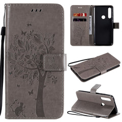 Tree & Cat Embossed Pattern Horizontal Flip Leather Case with Holder & Card Slots & Wallet & Lanyard, For LG V60 ThinQ 5G, For Motorola Moto G Power
