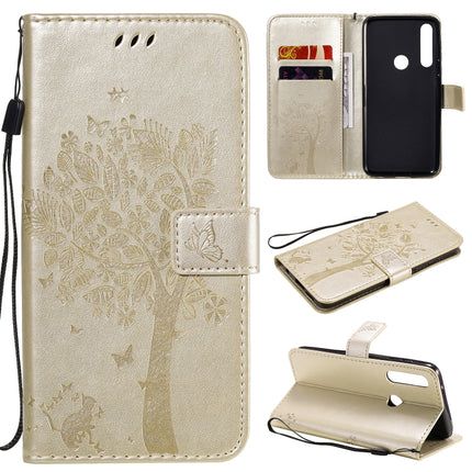 Tree & Cat Embossed Pattern Horizontal Flip Leather Case with Holder & Card Slots & Wallet & Lanyard, For Motorola Moto G Power, For Motorola Moto G8 Power Lite
