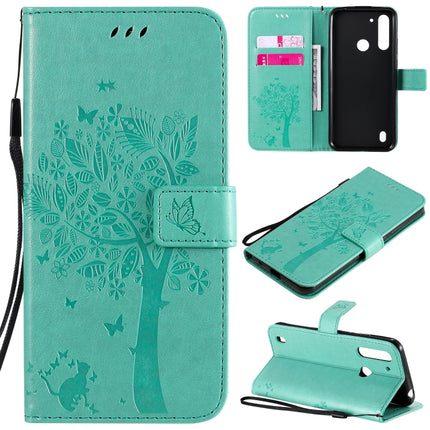 Tree & Cat Embossed Pattern Horizontal Flip Leather Case with Holder & Card Slots & Wallet & Lanyard, For Motorola Moto G Power, For Motorola Moto G8 Power Lite