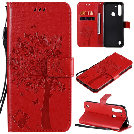 Tree & Cat Embossed Pattern Horizontal Flip Leather Case with Holder & Card Slots & Wallet & Lanyard, For Motorola Moto G Power, For Motorola Moto G8 Power Lite