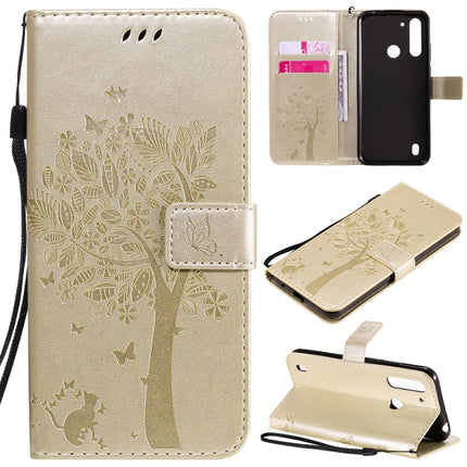 Tree & Cat Embossed Pattern Horizontal Flip Leather Case with Holder & Card Slots & Wallet & Lanyard, For Motorola Moto G Power, For Motorola Moto G8 Power Lite