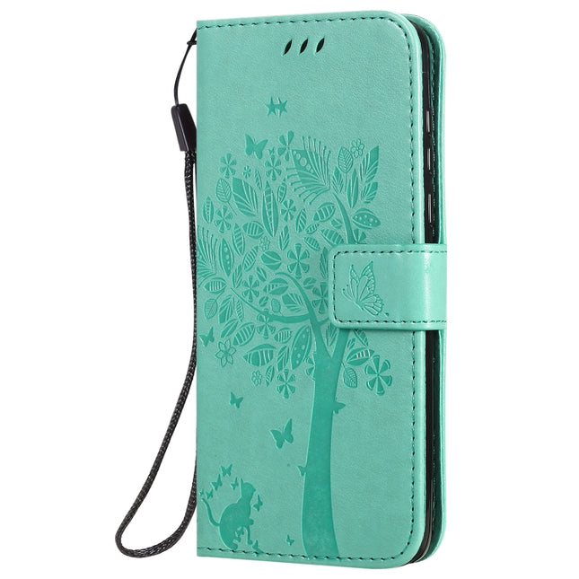 Tree & Cat Embossed Pattern Horizontal Flip Leather Case with Holder & Card Slots & Wallet & Lanyard, For Motorola Moto G8 Power, For OPPO Realme 6