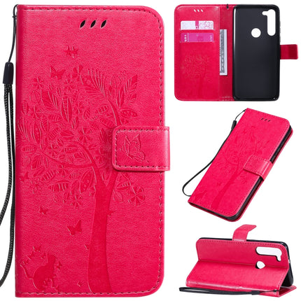 Tree & Cat Embossed Pattern Horizontal Flip Leather Case with Holder & Card Slots & Wallet & Lanyard, For Motorola Moto G8 Power, For OPPO Realme 6