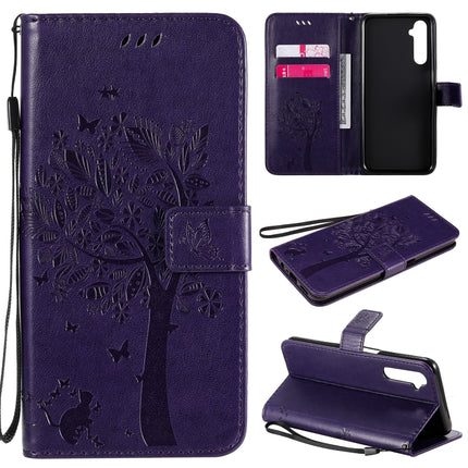 Tree & Cat Embossed Pattern Horizontal Flip Leather Case with Holder & Card Slots & Wallet & Lanyard, For Motorola Moto G8 Power, For OPPO Realme 6