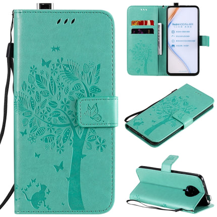 Tree & Cat Embossed Pattern Horizontal Flip Leather Case with Holder & Card Slots & Wallet & Lanyard, For Xiaomi Redmi K30 Pro, For Xiaomi Redmi Note 9 Pro