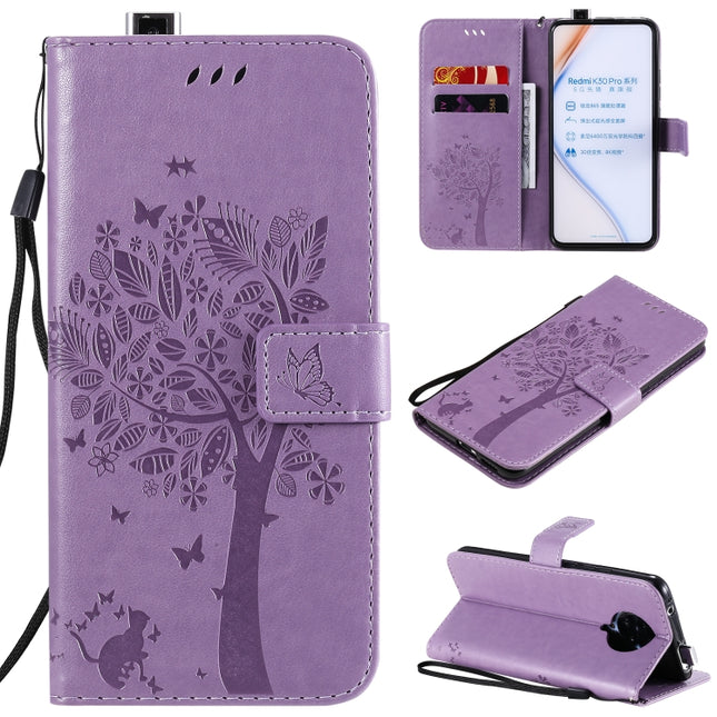 Tree & Cat Embossed Pattern Horizontal Flip Leather Case with Holder & Card Slots & Wallet & Lanyard, For Xiaomi Redmi K30 Pro, For Xiaomi Redmi Note 9 Pro