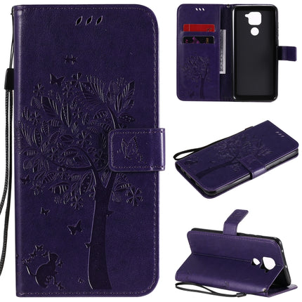 Tree & Cat Embossed Pattern Horizontal Flip Leather Case with Holder & Card Slots & Wallet & Lanyard, For Xiaomi Redmi Note 9, For Huawei Nova 7 Pro