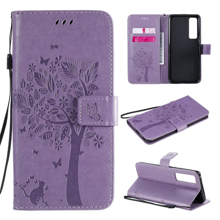 Tree & Cat Embossed Pattern Horizontal Flip Leather Case with Holder & Card Slots & Wallet & Lanyard, For Xiaomi Redmi Note 9, For Huawei Nova 7 Pro