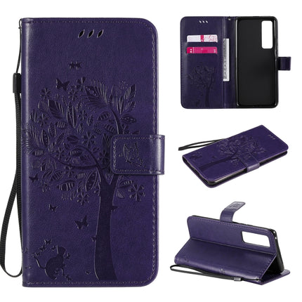 Tree & Cat Embossed Pattern Horizontal Flip Leather Case with Holder & Card Slots & Wallet & Lanyard, For Xiaomi Redmi Note 9, For Huawei Nova 7 Pro
