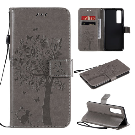 Tree & Cat Embossed Pattern Horizontal Flip Leather Case with Holder & Card Slots & Wallet & Lanyard, For Xiaomi Redmi Note 9, For Huawei Nova 7 Pro