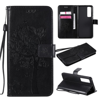 Tree & Cat Embossed Pattern Horizontal Flip Leather Case with Holder & Card Slots & Wallet & Lanyard, For Xiaomi Redmi Note 9, For Huawei Nova 7 Pro