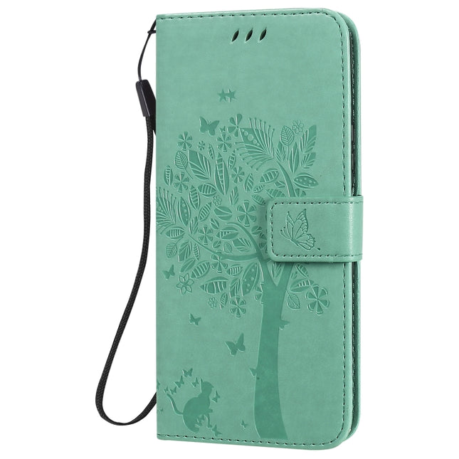 Tree & Cat Embossed Pattern Horizontal Flip Leather Case with Holder & Card Slots & Wallet & Lanyard, For Huawei Nova 7 SE, For Huawei Nova 7