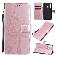 Tree & Cat Embossed Pattern Horizontal Flip Leather Case with Holder & Card Slots & Wallet & Lanyard, For Huawei Nova 7, For Huawei P40 Lite E