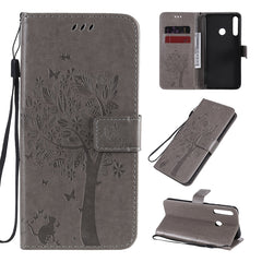 Tree & Cat Embossed Pattern Horizontal Flip Leather Case with Holder & Card Slots & Wallet & Lanyard, For Huawei Nova 7, For Huawei P40 Lite E