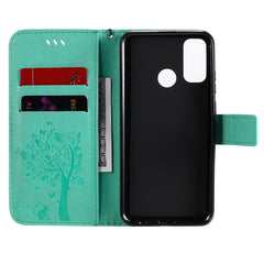 Tree & Cat Embossed Pattern Horizontal Flip Leather Case with Holder & Card Slots & Wallet & Lanyard, For Huawei P Smart 2020, For Huawei Y5p